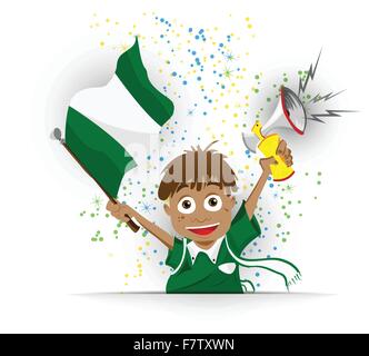 Nigéria Soccer Fan Flag Cartoon Illustration de Vecteur