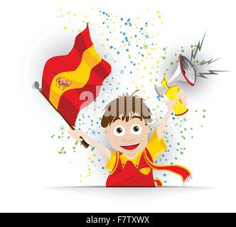 Espagne Soccer Fan Flag Cartoon Illustration de Vecteur