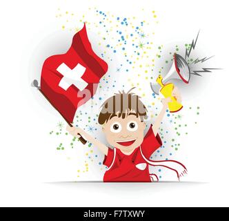 La Suisse Soccer Fan Flag Cartoon Illustration de Vecteur