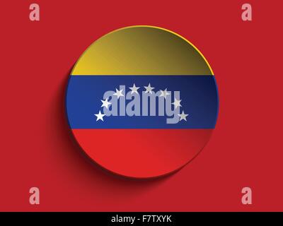 Le bouton Ombre Cercle Papier drapeau Venezuela Illustration de Vecteur