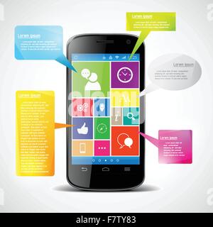 Smartphone à écran tactile avec des icônes colorées Illustration de Vecteur