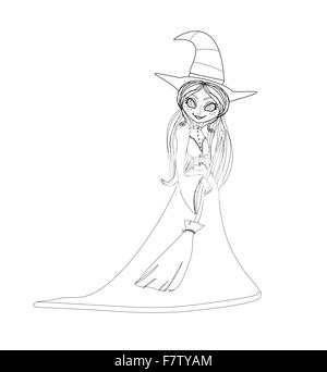 Belle petite sorcière doodle Illustration de Vecteur
