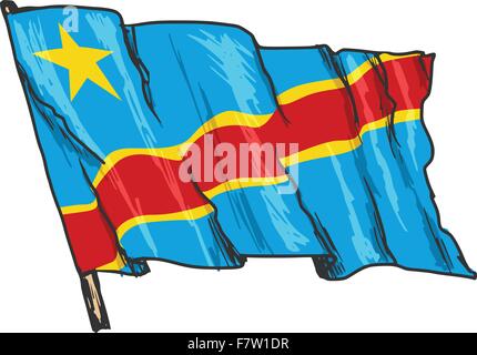 Drapeau de la République démocratique du Congo Illustration de Vecteur