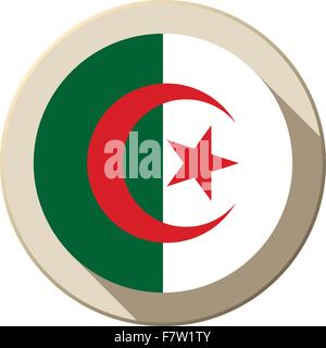 Drapeau de l'Algérie moderne l'icône du bouton Illustration de Vecteur