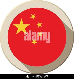 Drapeau de la Chine moderne, l'icône du bouton Illustration de Vecteur