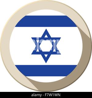 Drapeau d'Israël moderne l'icône du bouton Illustration de Vecteur