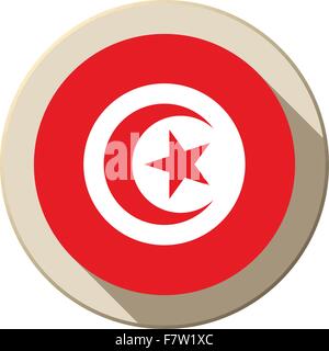Drapeau de la Tunisie moderne l'icône du bouton Illustration de Vecteur