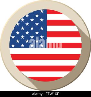 Drapeau USA moderne l'icône du bouton Illustration de Vecteur