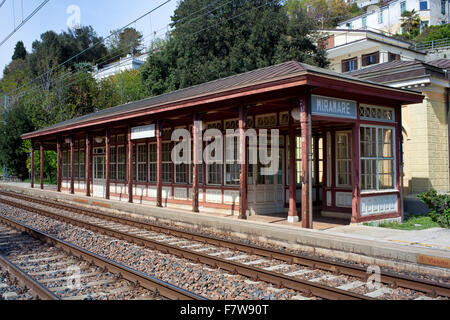 Voir l'ancienne gare de Miramare, Trieste Banque D'Images