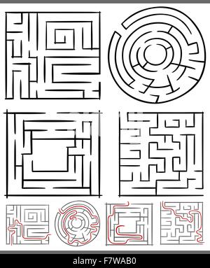 Labyrinthes jeu de schémas Illustration de Vecteur