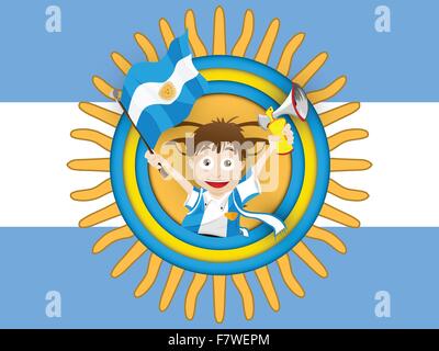 L'Argentine Soccer Fan Flag Cartoon Illustration de Vecteur