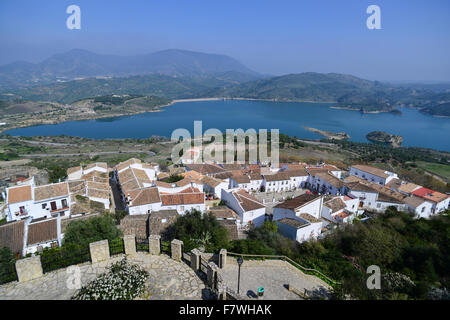 Voir vu de Zahara de la Sierra, Ronda, Espagne Banque D'Images