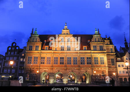 Porte Verte dans la rue Długi Targ, Gdansk, Pologne Banque D'Images