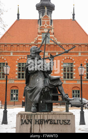 Statue de Jan Heweliusz, Gdansk, Pologne Banque D'Images