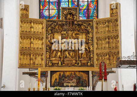 Retable de Kościół Mariacki, Gdansk, Pologne Banque D'Images