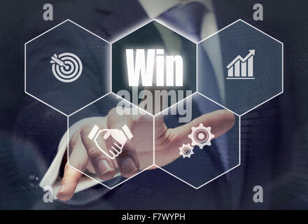 En appuyant sur un concept d'affaires gagnant. Banque D'Images