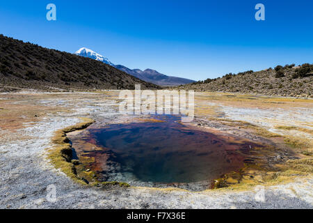 Communauté andine des geysers. Junthuma geysers, formé par l'activité géothermique. La Bolivie. Les piscines thermales permettent à un environnement sain et le bain médicinal f Banque D'Images