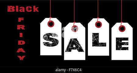Une collection de vendredi noir Tags énonçant le monde a vendre sur fond noir Illustration de Vecteur
