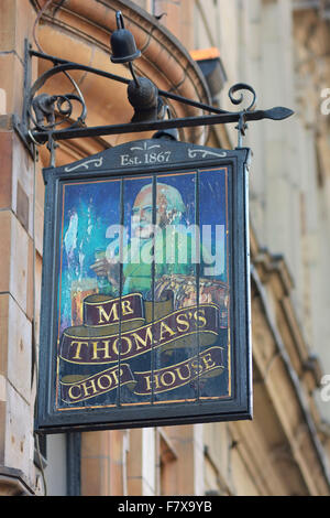 M. Thomas's Chop House sur Cross Street Manchester. Banque D'Images