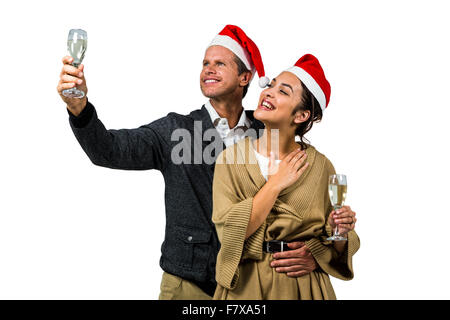 Ensemble élégant couple celebrating christmas Banque D'Images