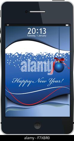 Nouveau concept de l'année icône d'un téléphone portable. Vector illustration Illustration de Vecteur