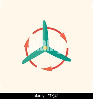 L'énergie éolienne l'icône plate Illustration de Vecteur