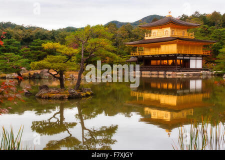 Le Temple du pavillon d'Or (Kinkaku-ji) à Kyoto, Japon Banque D'Images