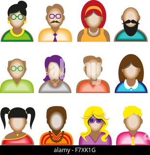 Creative icônes modernes avatars avec les hommes et les femmes personnes..Vector illustration Illustration de Vecteur