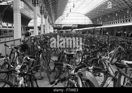 Magasin de Vélo à la gare de Paddington Londres Banque D'Images