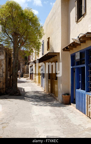 Marché Ottoman bâtiments sur l'île de Spinalonga, ancienne léproserie, en Crète. Banque D'Images