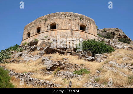 Le Bastion Vénitien de Mezzaluna Moceniga Barbariga ou sur l'île de Spinalonga, la Crète. Banque D'Images