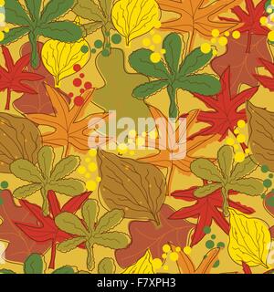 Motif feuilles d'automne abstrait Vintage Illustration de Vecteur