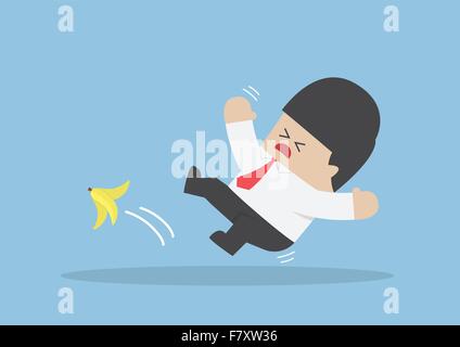 Businessman de glisser sur une peau de banane, VECTOR, EPS10 Illustration de Vecteur