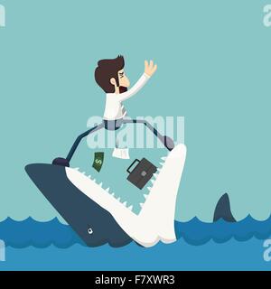 Portrait sur les mâchoires du requin Illustration de Vecteur