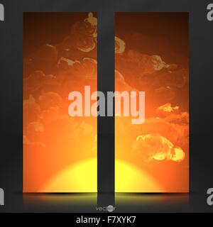 Le coucher du soleil, le lever du soleil avec des nuages Illustration de Vecteur