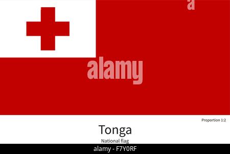 Drapeau national de Tonga avec bonnes proportions, couleurs, éléments Illustration de Vecteur