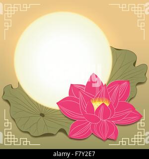 Festival de mi-automne fleur de lotus et de la Lune Illustration de Vecteur