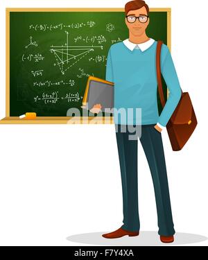Enseignant de sexe masculin avec tableau noir Illustration de Vecteur