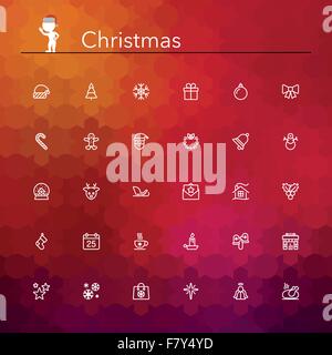 Icônes de ligne de Noël Illustration de Vecteur