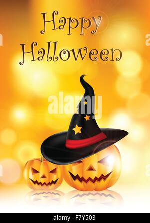 Fond d'Halloween Citrouille avec Chapeau noir et design pour vous Illustration de Vecteur