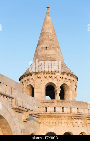 La Hongrie, Budapest, détail architectural à le Bastion des Pêcheurs. Banque D'Images