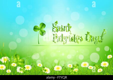 Saint Patricks Day avec fleurs et Shamrock Illustration de Vecteur