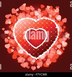 Valentines Red Heart with sparkles Illustration de Vecteur