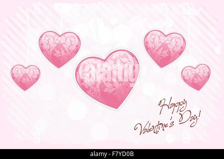 Happy Valentines Day Card avec des coeurs Illustration de Vecteur
