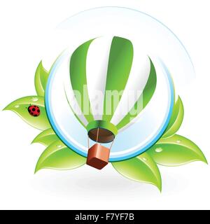 Icône avec Hot Air Balloon Illustration de Vecteur