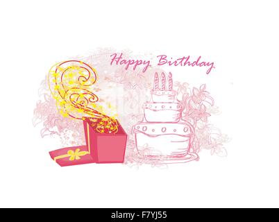 Joyeux anniversaire - cartes florales abstraites Illustration de Vecteur