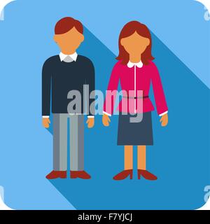 Couple sur un fond bleu, style plat Illustration de Vecteur