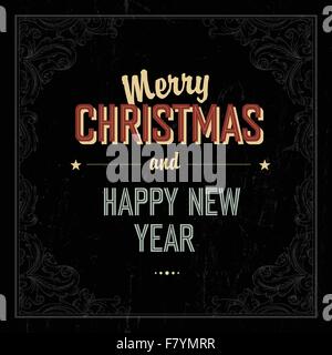 Joyeux Noël vintage design de carte. Vector Illustration de Vecteur