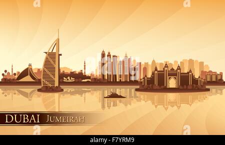 Dubai Jumeirah skyline silhouette background Illustration de Vecteur