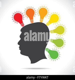 Ampoule colorée sur la tête de bougie de personnes Illustration de Vecteur
